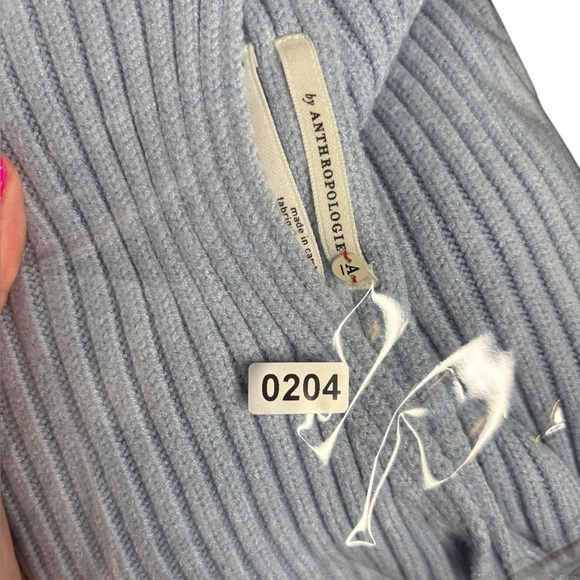 Anthropologie Kendall Cropped Ribbed Knit Boat Neck Blue Sweater Small - Picture 11 of 11